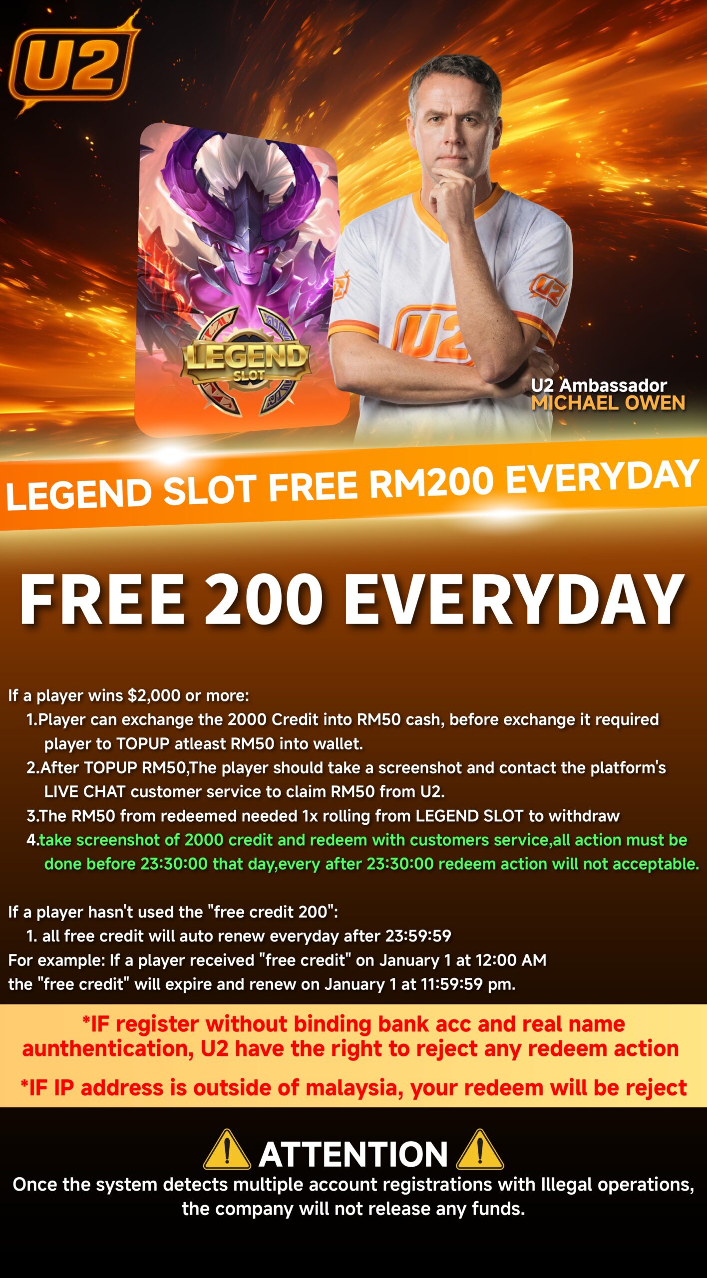 Legend Slot Free RM200 Everyday